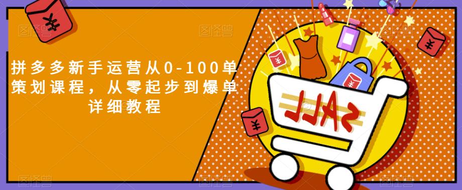 拼多多新手运营从0-100单策划课程，从零起步到爆单详细教程_免费分享网络创业,副业,信息差项目的老牌资源整合平台！金铲子项目