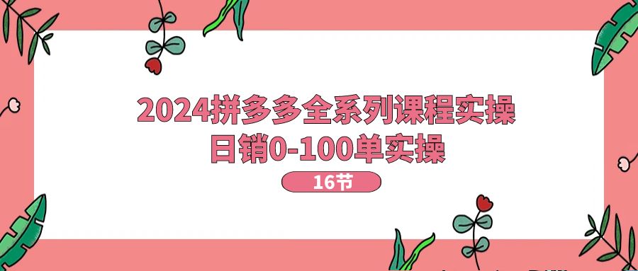 2024拼多多全系列课程实操，0-100单实操【16节课】_免费分享网络创业,副业,信息差项目的老牌资源整合平台！金铲子项目