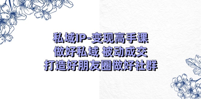 私域IP高手课：做好私域被动成交，打造好朋友圈做好社群（18节）_免费分享网络创业,副业,信息差项目的老牌资源整合平台！金铲子项目