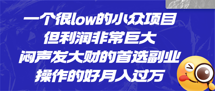 （6601期）一个很low的小众项目，但利润非常巨大，闷声发大财的首选副业，_免费分享网络创业,副业,信息差项目的老牌资源整合平台！金铲子项目