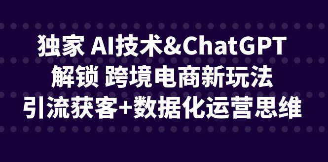 （6599期）独家AI技术&ChatGPT解锁跨境电商新玩法，引流获客数据化运营思维_免费分享网络创业,副业,信息差项目的老牌资源整合平台！金铲子项目