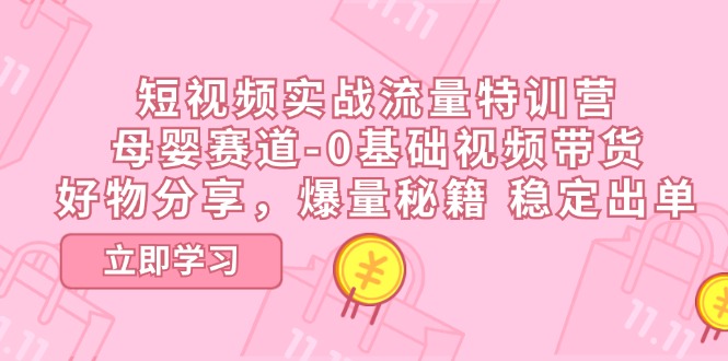 短视频实战流量特训营，母婴赛道-0基础带货，好物分享，爆量秘籍稳定出单_免费分享网络创业,副业,信息差项目的老牌资源整合平台！金铲子项目