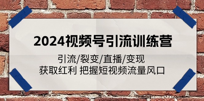 2024视频号引流训练营：引流/裂变/直播/获取红利把握短视频流量风口_免费分享网络创业,副业,信息差项目的老牌资源整合平台！金铲子项目