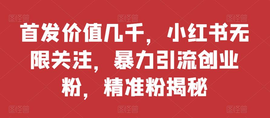 首发价值几千，小红书无限关注，暴力引流创业粉，精准粉揭秘_免费分享网络创业,副业,信息差项目的老牌资源整合平台！金铲子项目