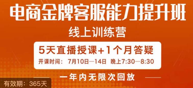 电商金牌客服能力提升班，提升客服能力是你店铺业绩的关键要素_免费分享网络创业,副业,信息差项目的老牌资源整合平台！金铲子项目