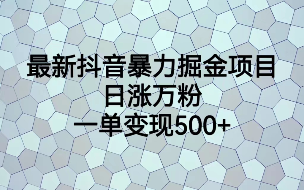 （6642期）最新抖音暴力掘金项目，日涨万粉，一单_免费分享网络创业,副业,信息差项目的老牌资源整合平台！金铲子项目