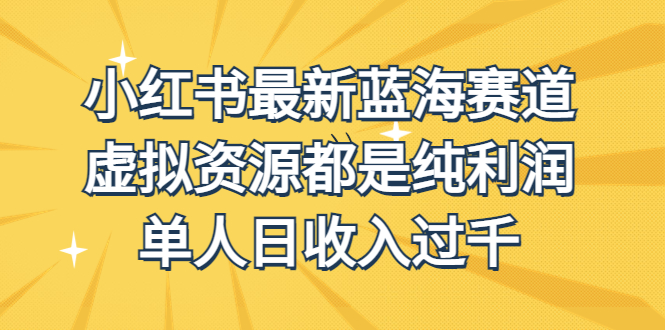 （6721期）外面收费1980的小红书最新蓝海赛道，虚拟资源都是纯利润，单人日过千_免费分享网络创业,副业,信息差项目的老牌资源整合平台！金铲子项目
