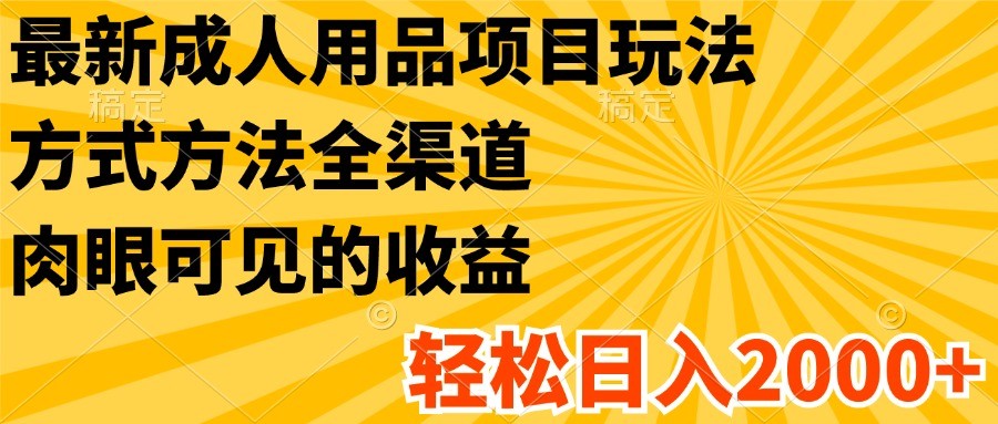 最新成人用品项目玩法，方式方法全渠道，肉眼可见的，0_免费分享网络创业,副业,信息差项目的老牌资源整合平台！金铲子项目