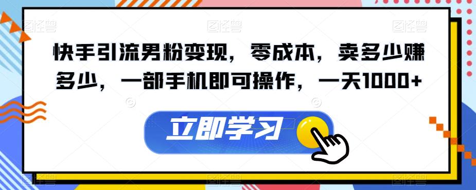 快手引流男粉卖多少赚多少，一部手机即可操作，【揭秘】_免费分享网络创业,副业,信息差项目的老牌资源整合平台！金铲子项目