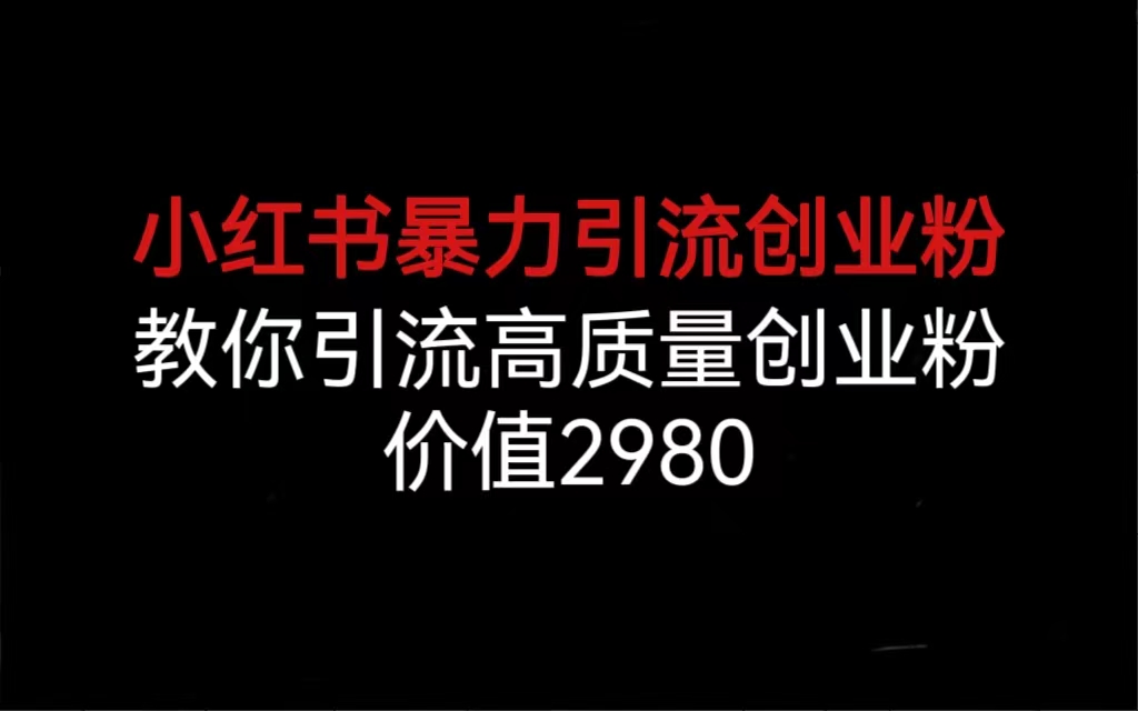 （6779期）小红书暴力引流创业粉，教你引流高质量创业粉，价值2980_免费分享网络创业,副业,信息差项目的老牌资源整合平台！金铲子项目