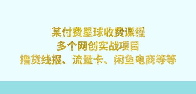 某付费星球课程：多个网创实战项目，撸货线报、流量卡、闲鱼电商等（文档非视频）_免费分享网络创业,副业,信息差项目的老牌资源整合平台！金铲子项目