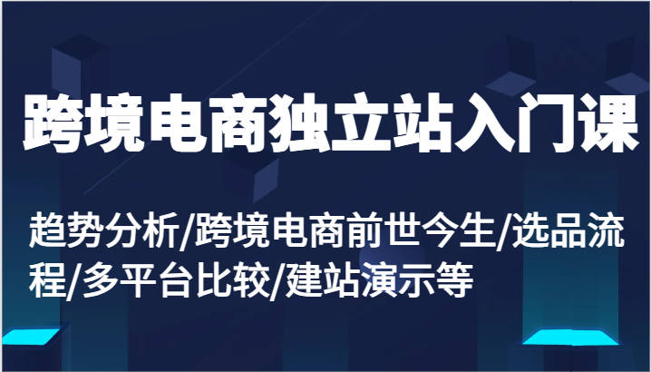 跨境电商独立站入门课：趋势分析/跨境电商前世今生/选品流程/多平台比较/建站演示等_免费分享网络创业,副业,信息差项目的老牌资源整合平台！金铲子项目