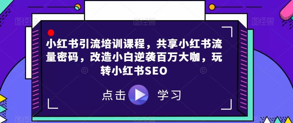 小红书引流培训课程，共享小红书流量密码，改造小白逆袭百万大咖，玩转小红书SEO_免费分享网络创业,副业,信息差项目的老牌资源整合平台！金铲子项目