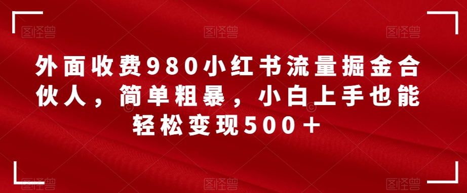 外面收费980小红书流量掘金合伙人，简单粗暴，小白上手也能【揭秘】_免费分享网络创业,副业,信息差项目的老牌资源整合平台！金铲子项目