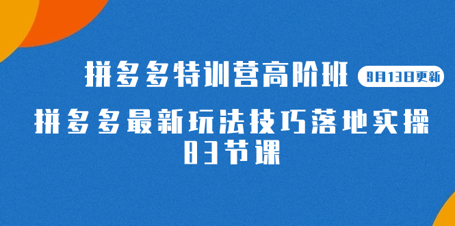（7295期）2023拼多多·特训营高阶班【9月13日更新】拼多多最新玩法技巧落地实操-83节_免费分享网络创业,副业,信息差项目的老牌资源整合平台！金铲子项目