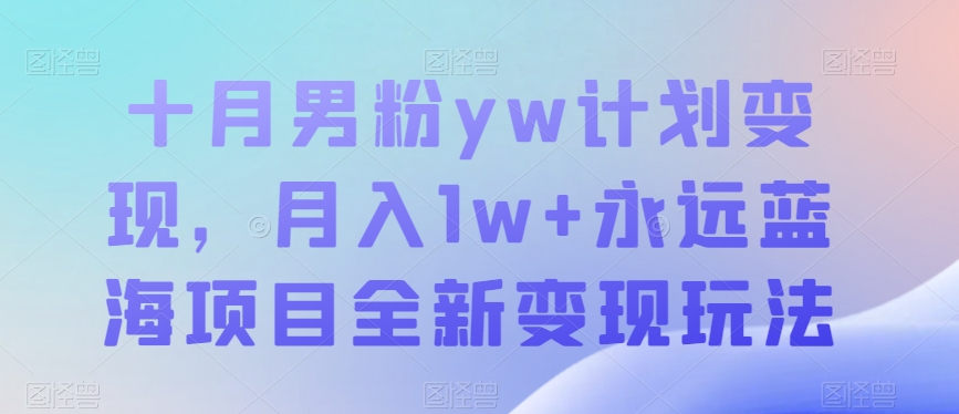 十月男粉yw计划，永远蓝海项目全新玩法【揭秘】_免费分享网络创业,副业,信息差项目的老牌资源整合平台！金铲子项目