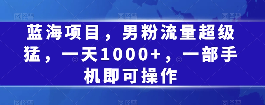 蓝海项目，男粉流量超级猛一部手机即可操作【揭秘】_免费分享网络创业,副业,信息差项目的老牌资源整合平台！金铲子项目
