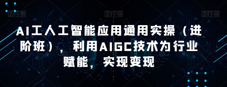 AI工人工智能应用通用实操（进阶班），利用AIGC技术为行业赋能，实现_免费分享网络创业,副业,信息差项目的老牌资源整合平台！金铲子项目