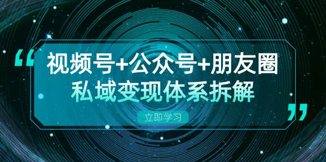 视频号公众号朋友圈私域体系拆解，全体平台流量枯竭下的应对策略_免费分享网络创业,副业,信息差项目的老牌资源整合平台！金铲子项目