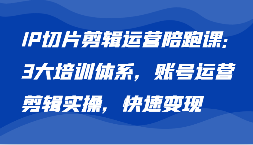IP切片剪辑运营陪跑课，3大培训体系：账号运营剪辑实操快速_免费分享网络创业,副业,信息差项目的老牌资源整合平台！金铲子项目