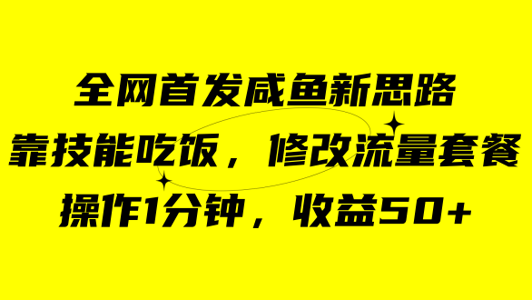 （7508期）咸鱼冷门新玩法，靠“技能吃饭”，修改流量套餐，操作1分钟，_免费分享网络创业,副业,信息差项目的老牌资源整合平台！金铲子项目