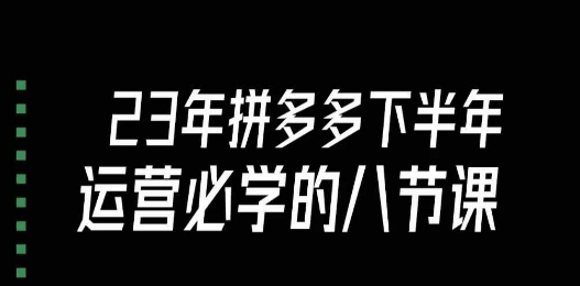 大牙·23年下半年拼多多运营必学的八节课（18节完整）_免费分享网络创业,副业,信息差项目的老牌资源整合平台！金铲子项目