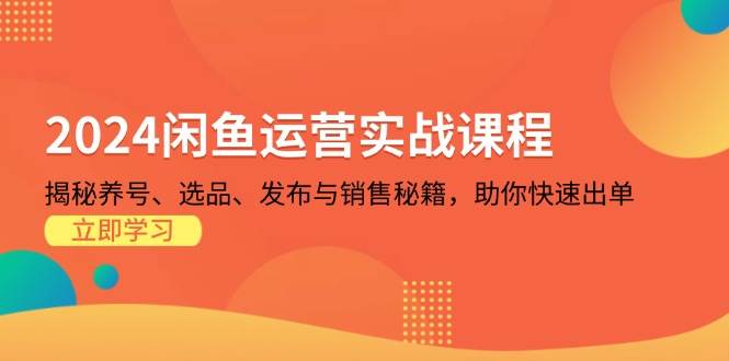 2024闲鱼运营实战课程：揭秘养号、选品、发布与销售秘籍，助你快速出单_免费分享网络创业,副业,信息差项目的老牌资源整合平台！金铲子项目