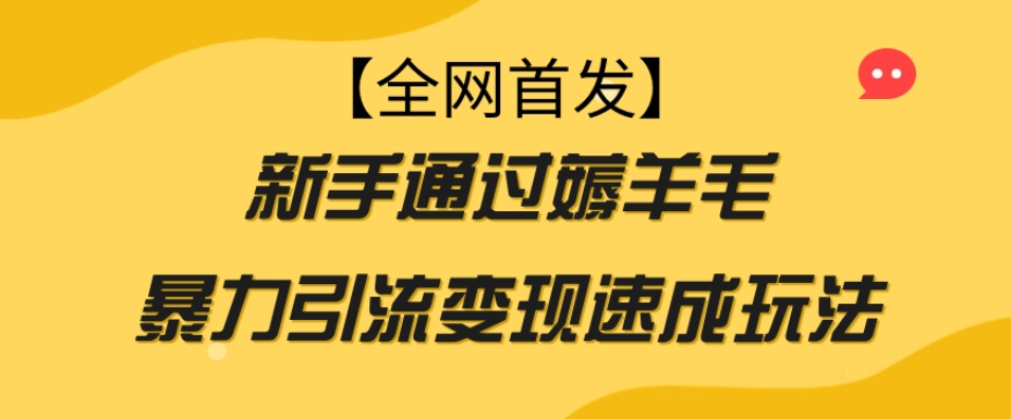 【全网首发】新手通过薅羊毛暴力引流速成玩法_免费分享网络创业,副业,信息差项目的老牌资源整合平台！金铲子项目