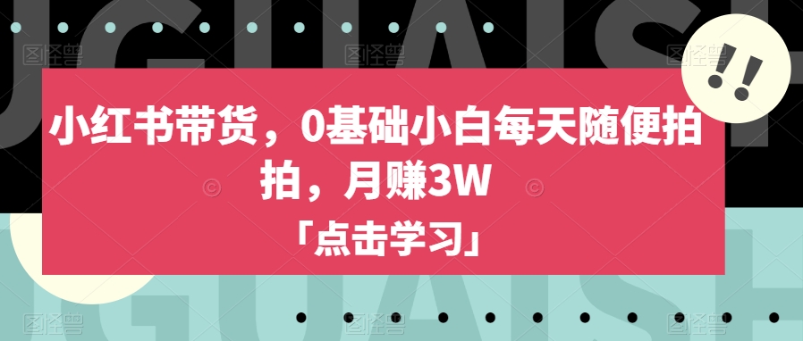 小红书带货，0基础小白每天随便拍拍，【揭秘】_免费分享网络创业,副业,信息差项目的老牌资源整合平台！金铲子项目