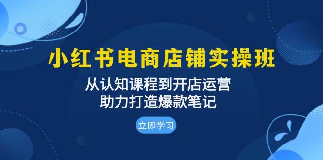 小红书电商店铺实操班：从认知课程到开店运营，助力打造爆款笔记_免费分享网络创业,副业,信息差项目的老牌资源整合平台！金铲子项目