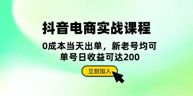 抖音电商实战课程：从账号搭建到店铺运营，全面解析五大核心要素_免费分享网络创业,副业,信息差项目的老牌资源整合平台！金铲子项目