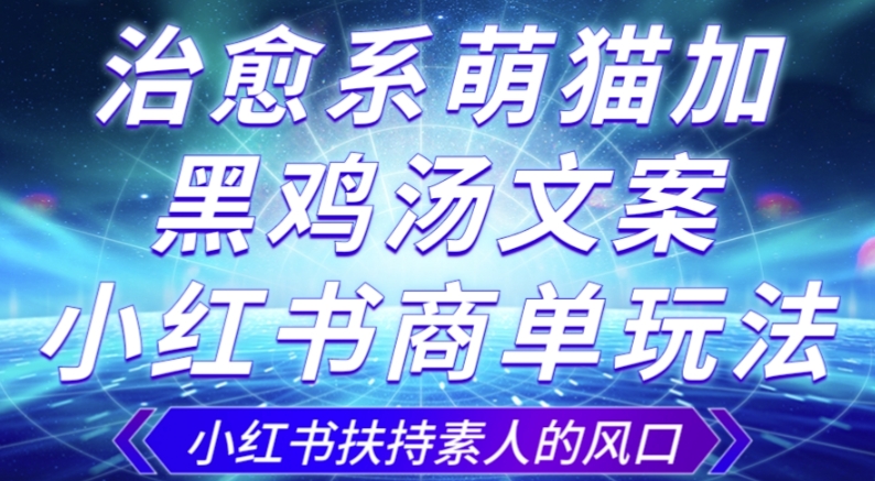治愈系萌猫加黑鸡汤文案，小红书商单玩法，3~10天涨到1000粉，左右_免费分享网络创业,副业,信息差项目的老牌资源整合平台！金铲子项目
