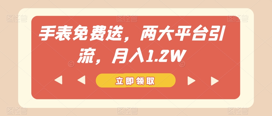 手表免费送，两大平台引流，1.【揭秘】_免费分享网络创业,副业,信息差项目的老牌资源整合平台！金铲子项目