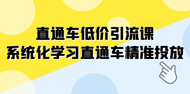 （7698期）直通车-低价引流课，系统化学习直通车精准投放（14节课）_免费分享网络创业,副业,信息差项目的老牌资源整合平台！金铲子项目