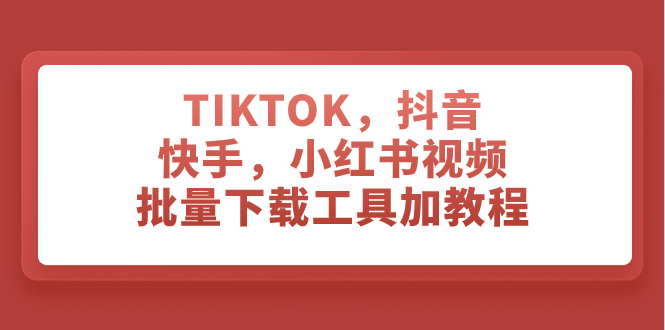 （7714期）TIKTOK，抖音，快手，小红书视频批量下载工具加教程_免费分享网络创业,副业,信息差项目的老牌资源整合平台！金铲子项目