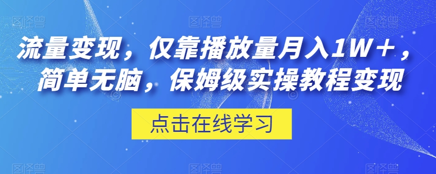 流量，仅靠播放量，简单无脑，保姆级实操教程【揭秘】_免费分享网络创业,副业,信息差项目的老牌资源整合平台！金铲子项目