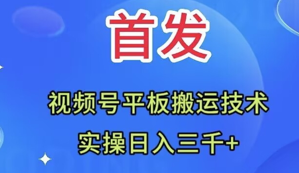 （7843期）全网首发：视频号平板搬运技术，实操_免费分享网络创业,副业,信息差项目的老牌资源整合平台！金铲子项目