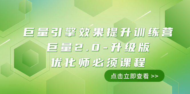 （7887期）巨量引擎·效果提升训练营：巨量2.0-升级版，优化师必须课程（111节课）_免费分享网络创业,副业,信息差项目的老牌资源整合平台！金铲子项目