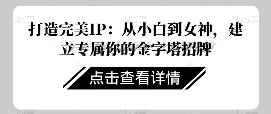 打造完美IP：从小白到女神，建立专属你的金字塔招牌_免费分享网络创业,副业,信息差项目的老牌资源整合平台！金铲子项目