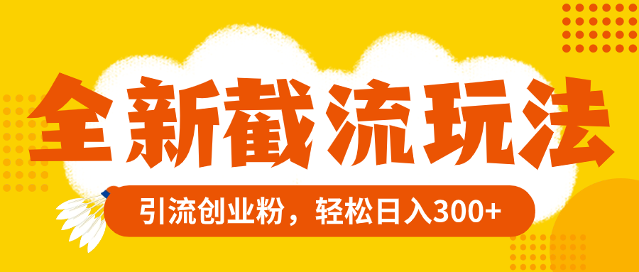 （8025期）全新截流玩法，精准引流创业粉，_免费分享网络创业,副业,信息差项目的老牌资源整合平台！金铲子项目
