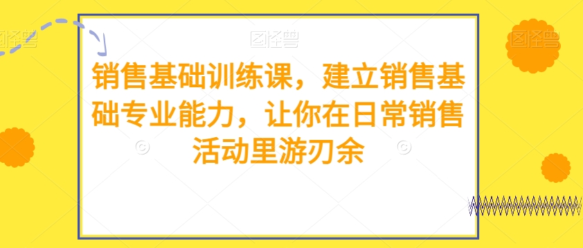 销售基础训练课，建立销售基础专业能力，让你在日常销售活动里游刃余_免费分享网络创业,副业,信息差项目的老牌资源整合平台！金铲子项目