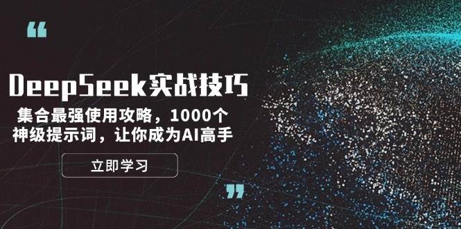 DeepSeek实战技巧：集合最强使用攻略，1000个神级提示词，让你成为AI高手_免费分享网络创业,副业,信息差项目的老牌资源整合平台！金铲子项目