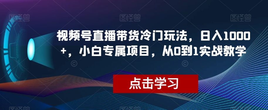 视频号直播带货冷门玩法小白专属项目，从0到1实战教学【揭秘】_免费分享网络创业,副业,信息差项目的老牌资源整合平台！金铲子项目