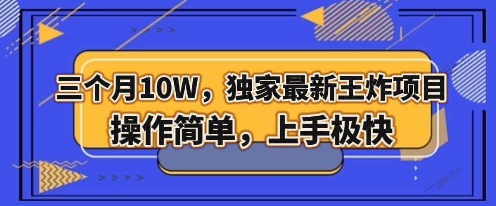 三个月，独家最新王炸项目操作简单，上手极快【揭秘】_免费分享网络创业,副业,信息差项目的老牌资源整合平台！金铲子项目