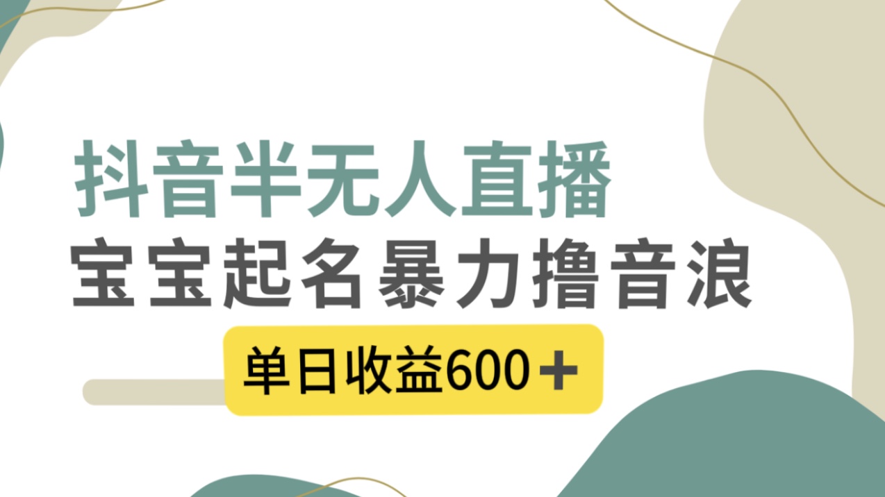 （8192期）抖音半无人直播，宝宝起名，暴力撸音浪，_免费分享网络创业,副业,信息差项目的老牌资源整合平台！金铲子项目