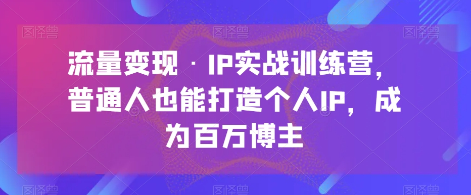 流量·IP实战训练营，普通人也能打造个人IP，成为百万博主_免费分享网络创业,副业,信息差项目的老牌资源整合平台！金铲子项目