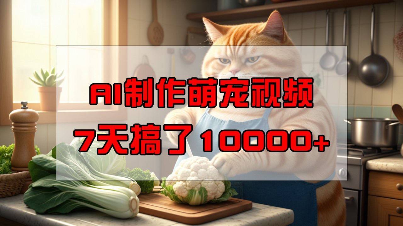 靠AI制作萌宠视频，7天搞了1万，操作简单门槛低，有手机就行_免费分享网络创业,副业,信息差项目的老牌资源整合平台！金铲子项目