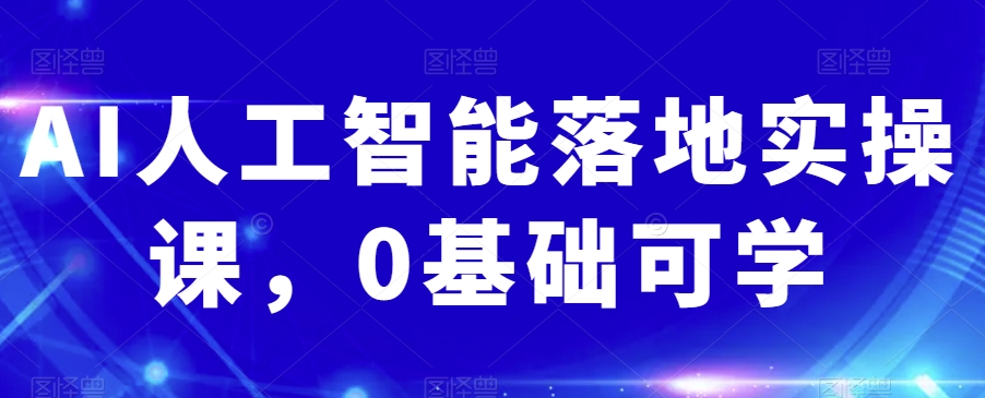 AI人工智能落地实操课，0基础可学_免费分享网络创业,副业,信息差项目的老牌资源整合平台！金铲子项目