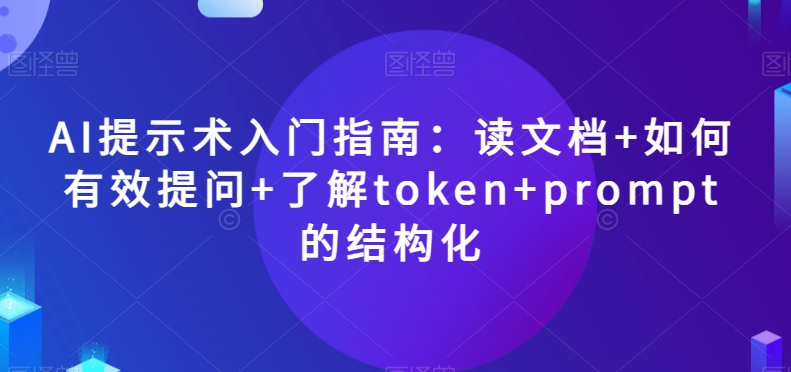 AI提示术入门指南：读文档如何有效提问了解tokenprompt的结构化【揭秘】_免费分享网络创业,副业,信息差项目的老牌资源整合平台！金铲子项目