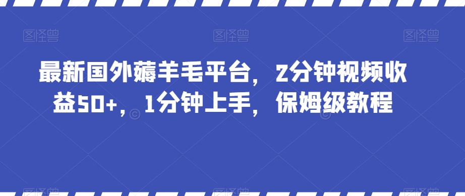 最新国外薅羊毛平台，2分钟视频，1分钟上手，保姆级教程【揭秘】_免费分享网络创业,副业,信息差项目的老牌资源整合平台！金铲子项目